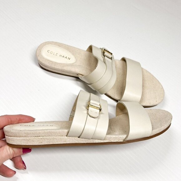 Cole Haan Francine Demi Womens Size 6.5B Beige Wedge Slip In Slide Sandals - Picture 7 of 12